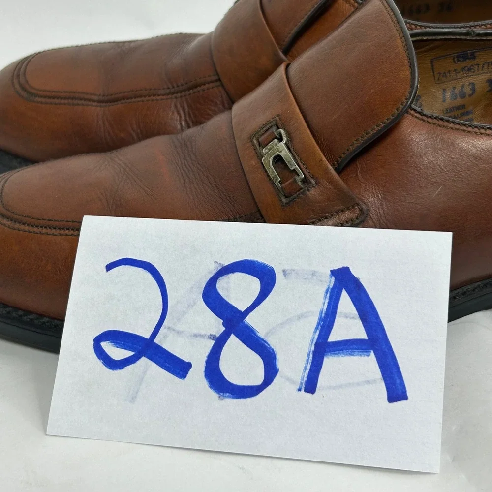 Hy-Test Mens Brown Leather Safety Toe Loafers‎ Buckle Moc Toe Shoes 1663 36 10 B